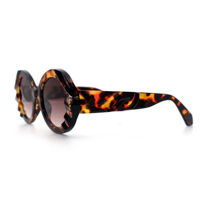 Womens Classy Mod Round Clout Thick Bevel Deco Plastic Retro Sunglasses