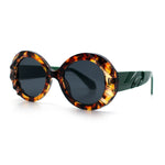 Womens Classy Mod Round Clout Thick Bevel Deco Plastic Retro Sunglasses