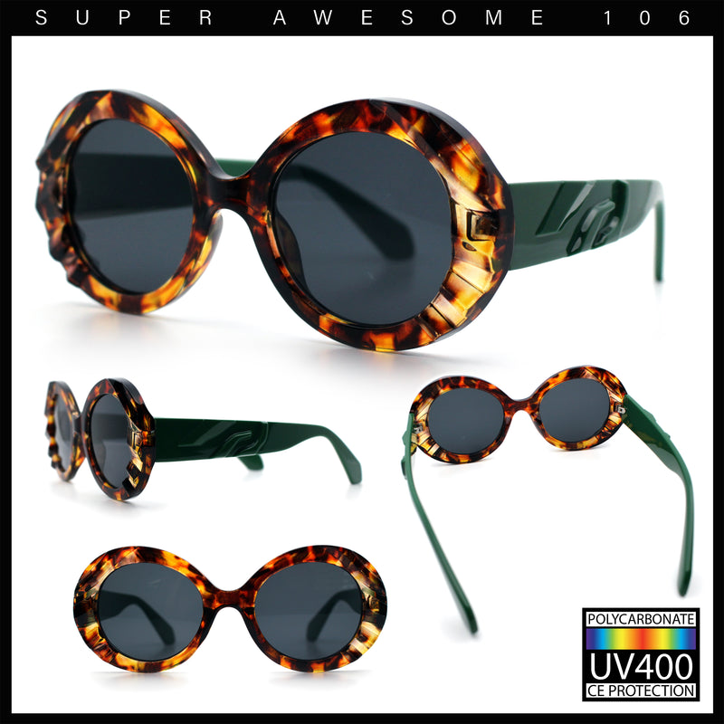 Womens Classy Mod Round Clout Thick Bevel Deco Plastic Retro Sunglasses
