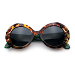 Womens Classy Mod Round Clout Thick Bevel Deco Plastic Retro Sunglasses