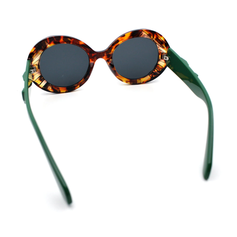 Womens Classy Mod Round Clout Thick Bevel Deco Plastic Retro Sunglasses
