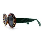 Womens Classy Mod Round Clout Thick Bevel Deco Plastic Retro Sunglasses