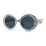 Womens Classy Mod Round Clout Thick Bevel Deco Plastic Retro Sunglasses