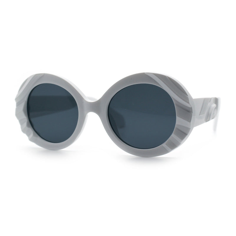 Womens Classy Mod Round Clout Thick Bevel Deco Plastic Retro Sunglasses