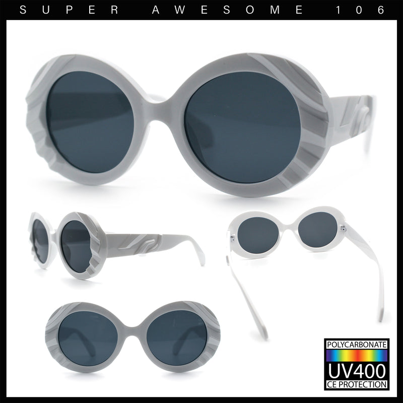 Womens Classy Mod Round Clout Thick Bevel Deco Plastic Retro Sunglasses