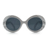 Womens Classy Mod Round Clout Thick Bevel Deco Plastic Retro Sunglasses