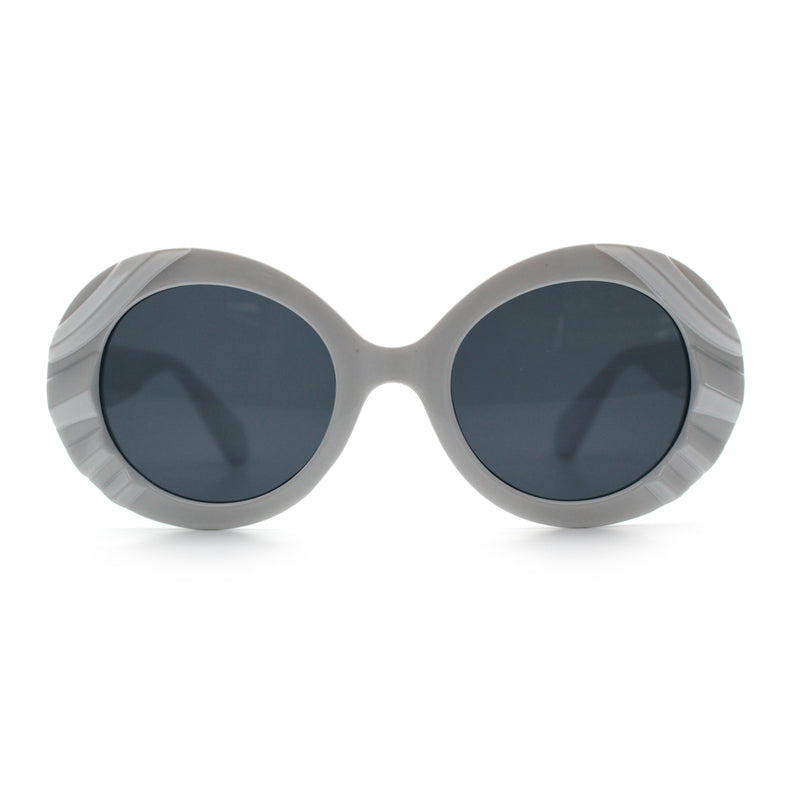 Womens Classy Mod Round Clout Thick Bevel Deco Plastic Retro Sunglasses