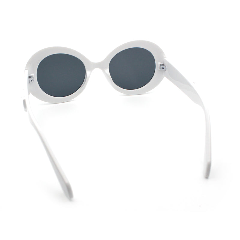 Womens Classy Mod Round Clout Thick Bevel Deco Plastic Retro Sunglasses