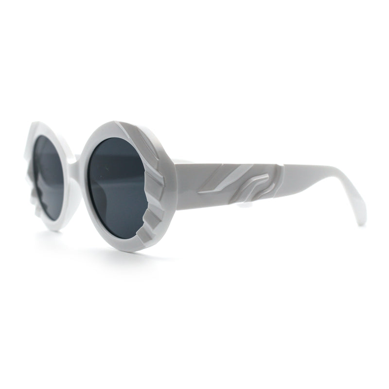 Womens Classy Mod Round Clout Thick Bevel Deco Plastic Retro Sunglasses