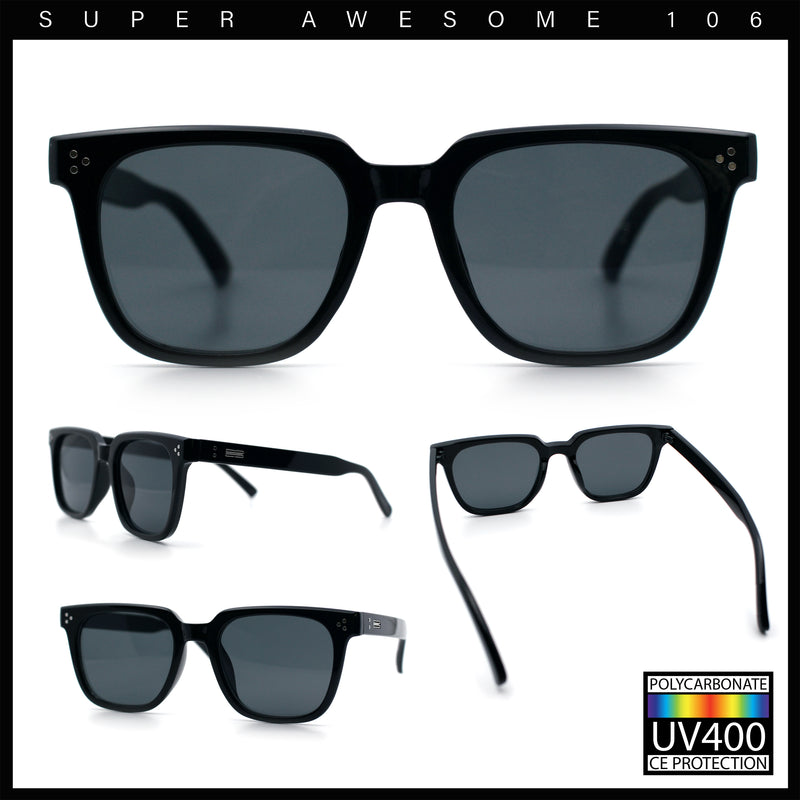 Mens Classy Gentlemans Thin Plastic Rectangular Horn Rim Retro Sunglasses