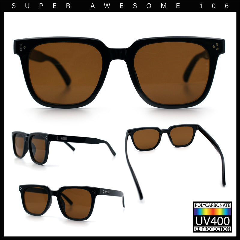 Mens Classy Gentlemans Thin Plastic Rectangular Horn Rim Retro Sunglasses