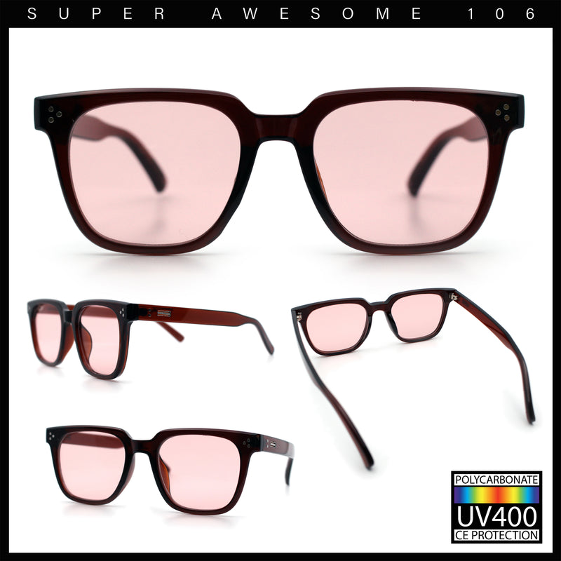 Mens Classy Gentlemans Thin Plastic Rectangular Horn Rim Retro Sunglasses