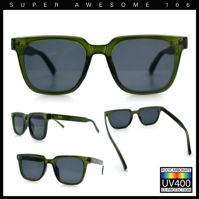 Mens Classy Gentlemans Thin Plastic Rectangular Horn Rim Retro Sunglasses
