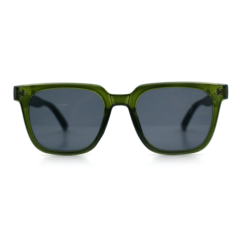 Mens Classy Gentlemans Thin Plastic Rectangular Horn Rim Retro Sunglasses
