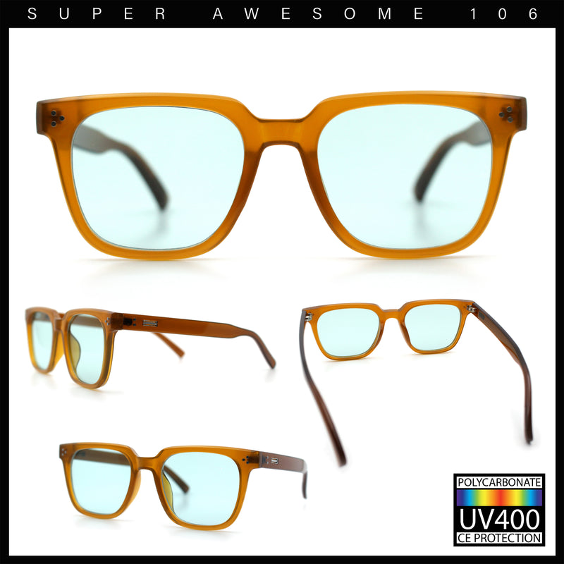 Mens Classy Gentlemans Thin Plastic Rectangular Horn Rim Retro Sunglasses