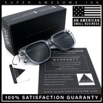 Mens Classy Gentlemans Thin Plastic Rectangular Horn Rim Retro Sunglasses