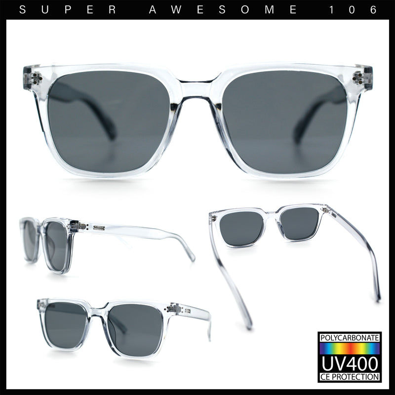 Mens Classy Gentlemans Thin Plastic Rectangular Horn Rim Retro Sunglasses