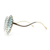 Womens Pearl Bling Round Circle Oversized Metal Rim Wave Arm Sunglasses