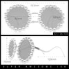 Womens Pearl Bling Round Circle Oversized Metal Rim Wave Arm Sunglasses
