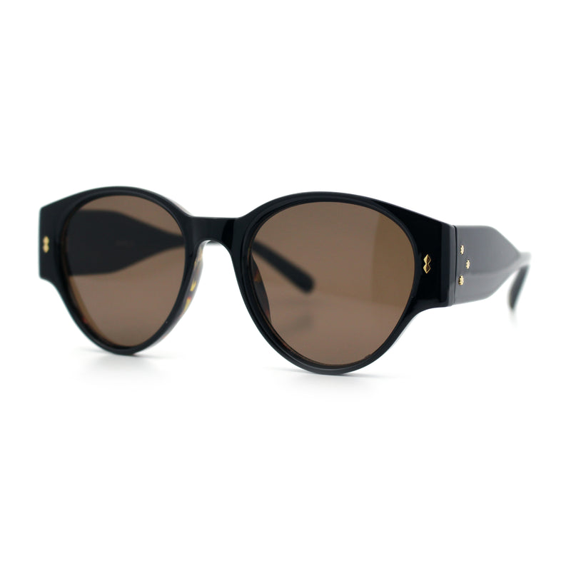 Womens Mod Vintage Style Thick Temple Round Hipster Plastic Sunglasses