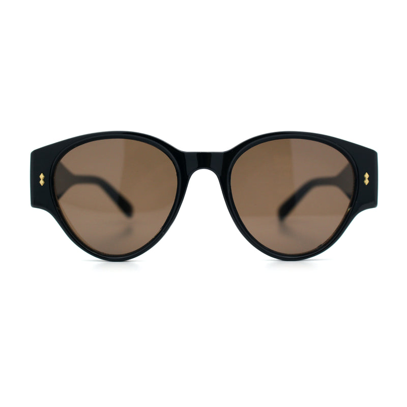 Womens Mod Vintage Style Thick Temple Round Hipster Plastic Sunglasses