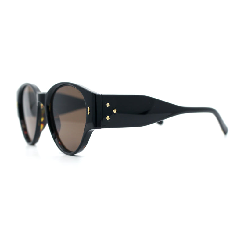 Womens Mod Vintage Style Thick Temple Round Hipster Plastic Sunglasses