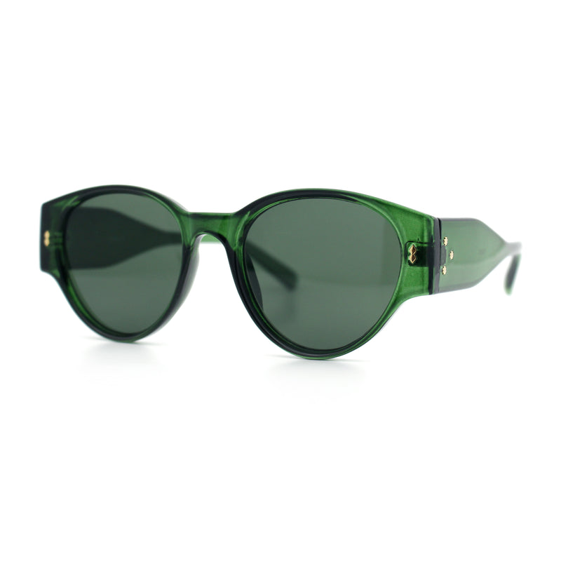 Womens Mod Vintage Style Thick Temple Round Hipster Plastic Sunglasses