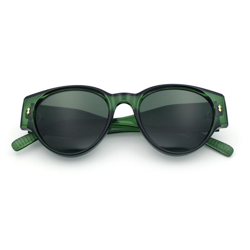 Womens Mod Vintage Style Thick Temple Round Hipster Plastic Sunglasses