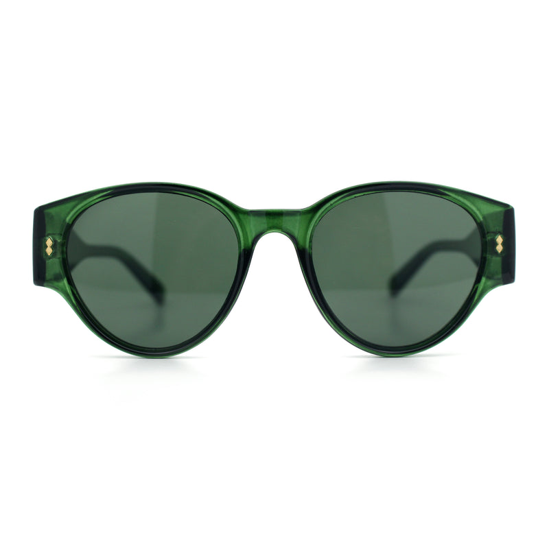 Womens Mod Vintage Style Thick Temple Round Hipster Plastic Sunglasses