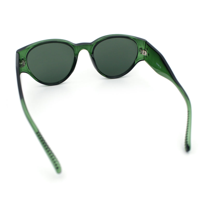 Womens Mod Vintage Style Thick Temple Round Hipster Plastic Sunglasses