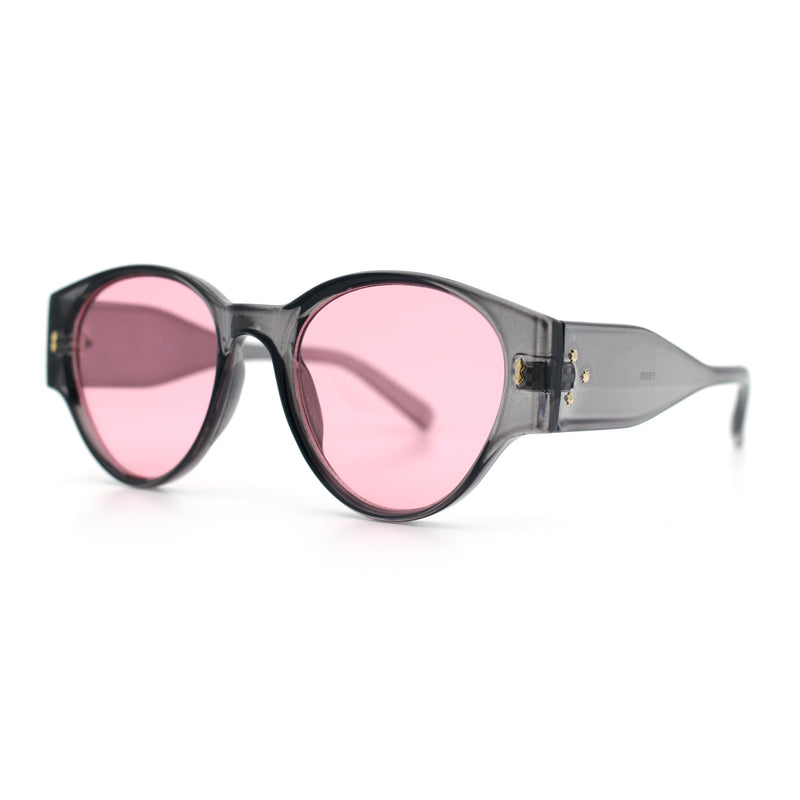Womens Mod Vintage Style Thick Temple Round Hipster Plastic Sunglasses