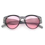 Womens Mod Vintage Style Thick Temple Round Hipster Plastic Sunglasses