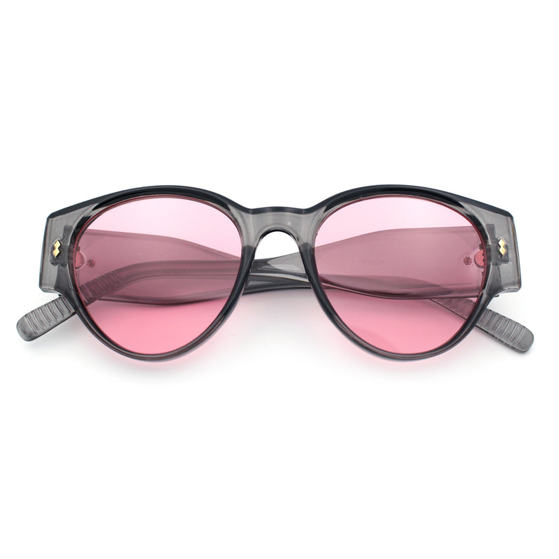 Womens Mod Vintage Style Thick Temple Round Hipster Plastic Sunglasses