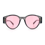 Womens Mod Vintage Style Thick Temple Round Hipster Plastic Sunglasses