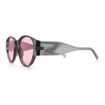 Womens Mod Vintage Style Thick Temple Round Hipster Plastic Sunglasses