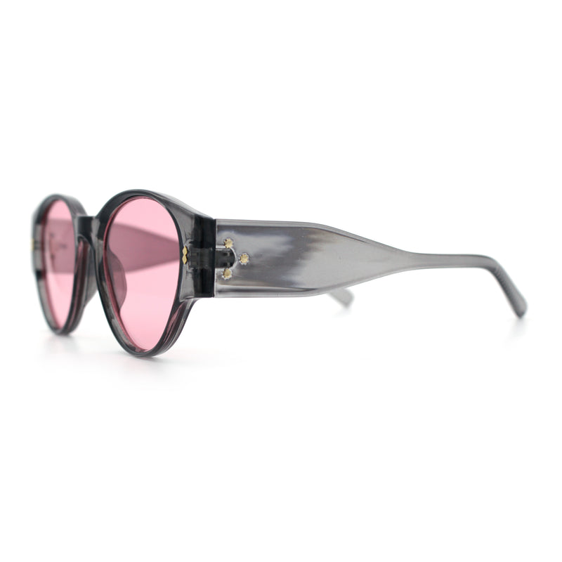 Womens Mod Vintage Style Thick Temple Round Hipster Plastic Sunglasses