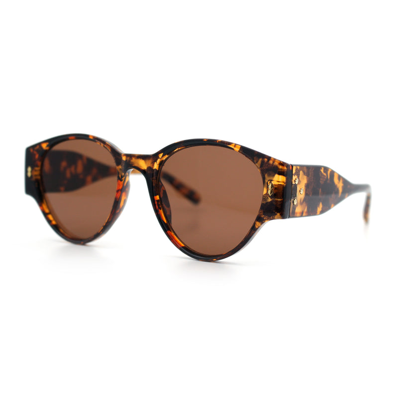 Womens Mod Vintage Style Thick Temple Round Hipster Plastic Sunglasses