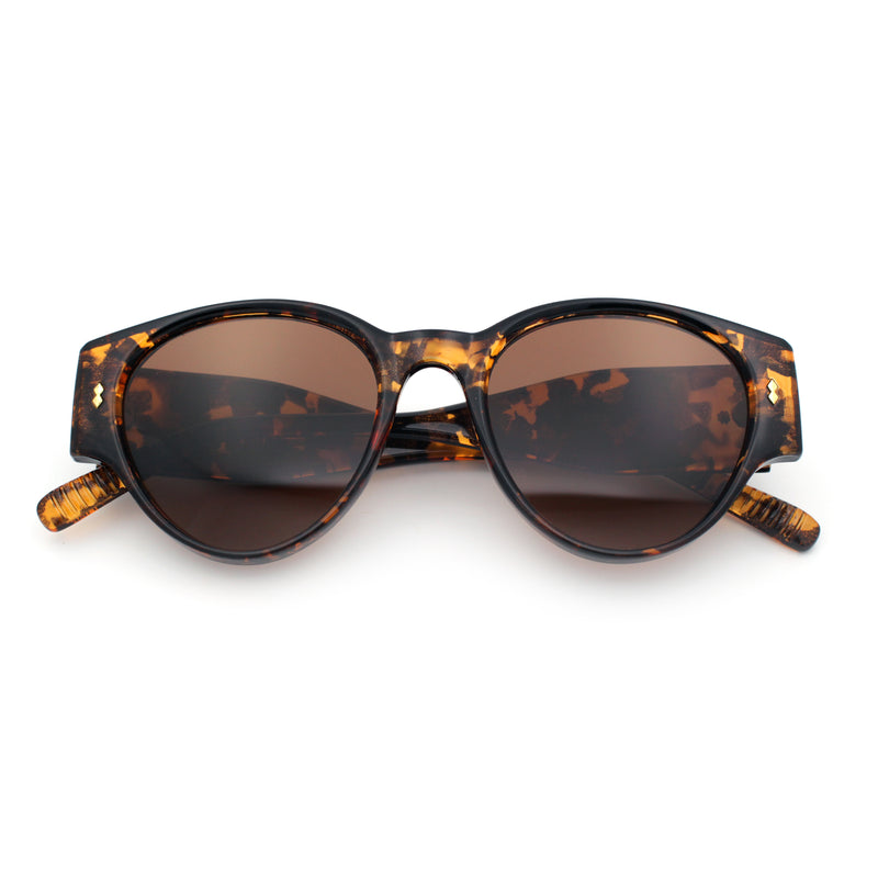 Womens Mod Vintage Style Thick Temple Round Hipster Plastic Sunglasses