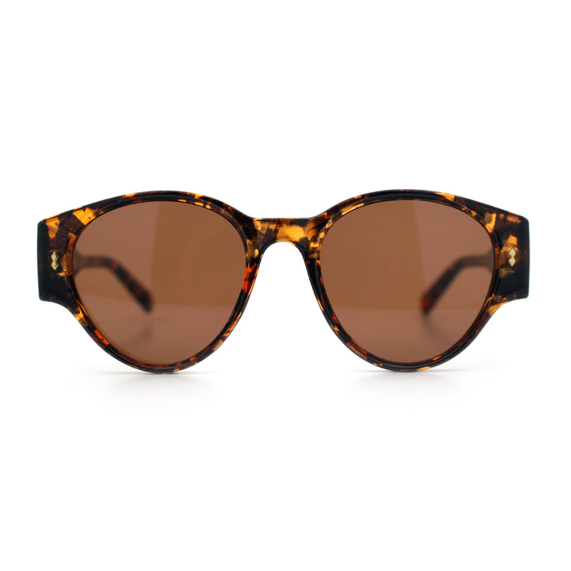 Womens Mod Vintage Style Thick Temple Round Hipster Plastic Sunglasses