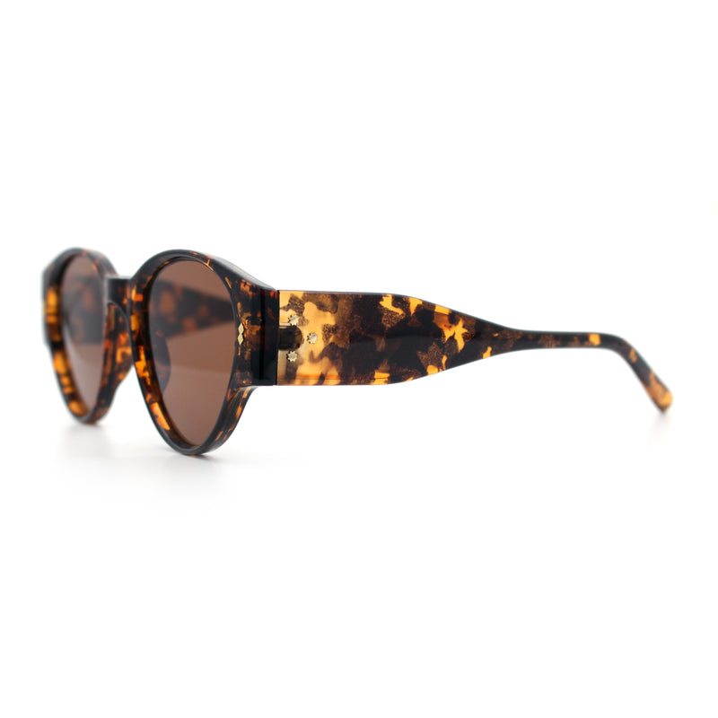 Womens Mod Vintage Style Thick Temple Round Hipster Plastic Sunglasses