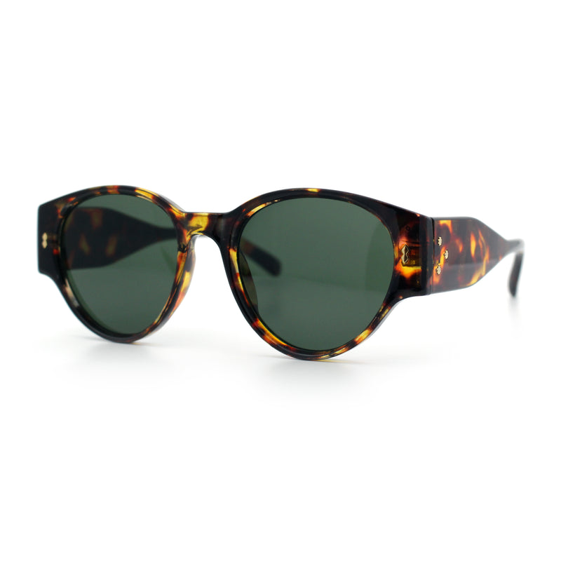 Womens Mod Vintage Style Thick Temple Round Hipster Plastic Sunglasses