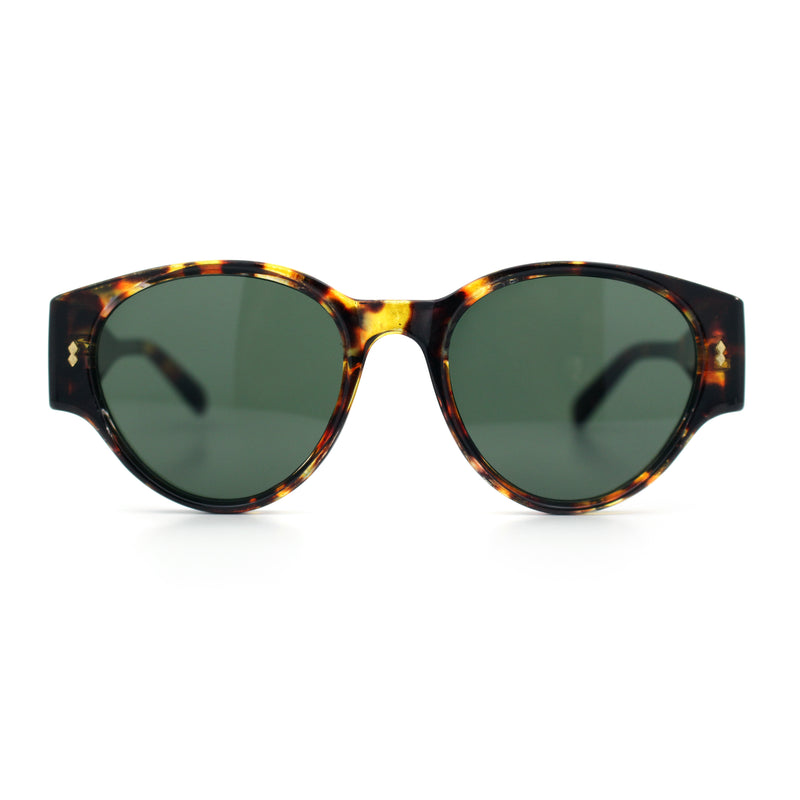 Womens Mod Vintage Style Thick Temple Round Hipster Plastic Sunglasses