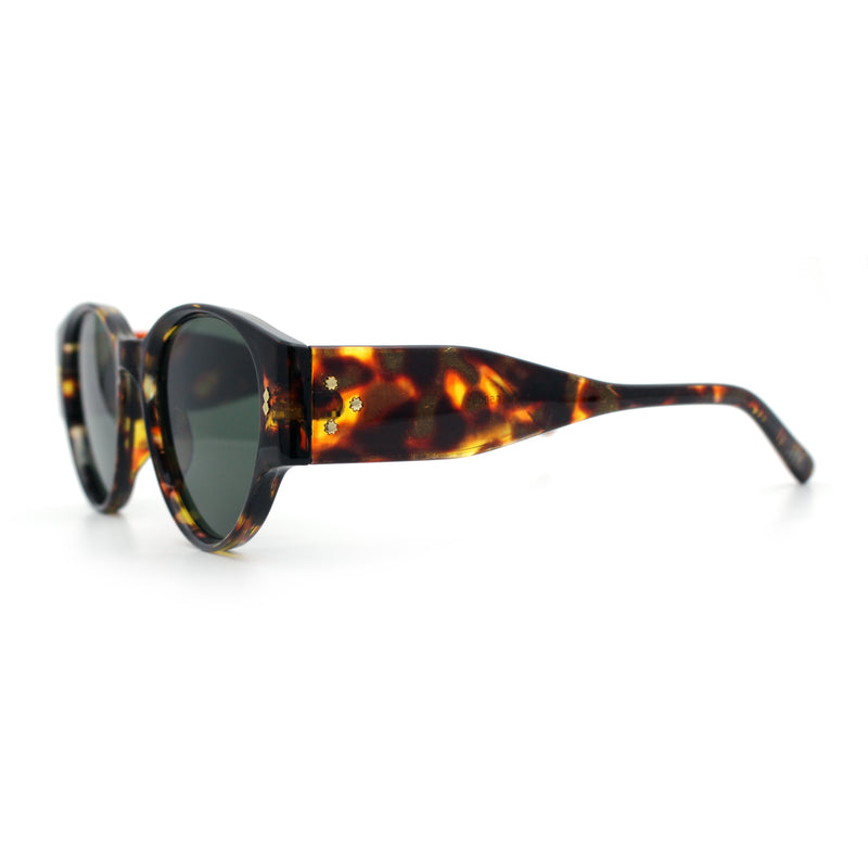 Womens Mod Vintage Style Thick Temple Round Hipster Plastic Sunglasses