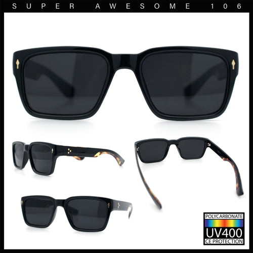 Mens Narrow Rectangle Vintage Style Bohemian Plastic Fashion Sunglasses