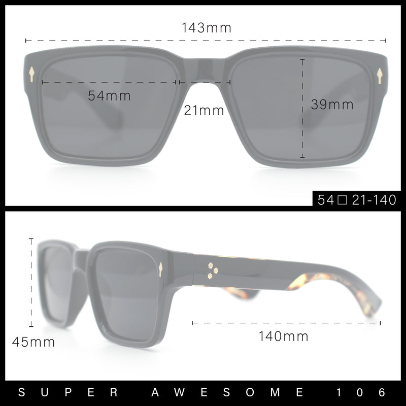 Mens Narrow Rectangle Vintage Style Bohemian Plastic Fashion Sunglasses