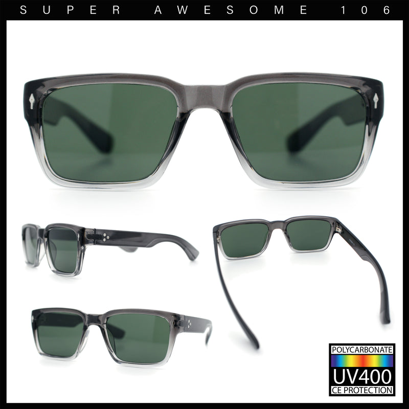 Mens Narrow Rectangle Vintage Style Bohemian Plastic Fashion Sunglasses