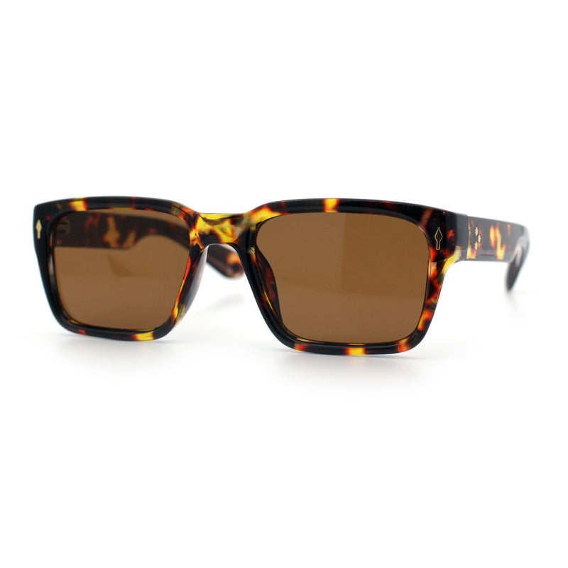 Mens Narrow Rectangle Vintage Style Bohemian Plastic Fashion Sunglasses