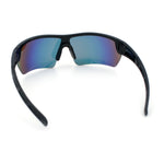 Polarized Mirror Mens Half Rim Rectangle Plastic Sport Wrap Around Sunglasses