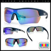 Polarized Mirror Mens Half Rim Rectangle Plastic Sport Wrap Around Sunglasses