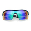 Polarized Mirror Mens Half Rim Rectangle Plastic Sport Wrap Around Sunglasses